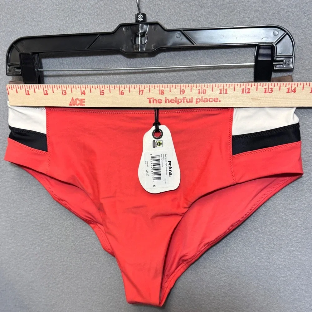 PRANA Baja Bound High Rise Bottom Women L Rose Fire Colorblock Bikini Swim